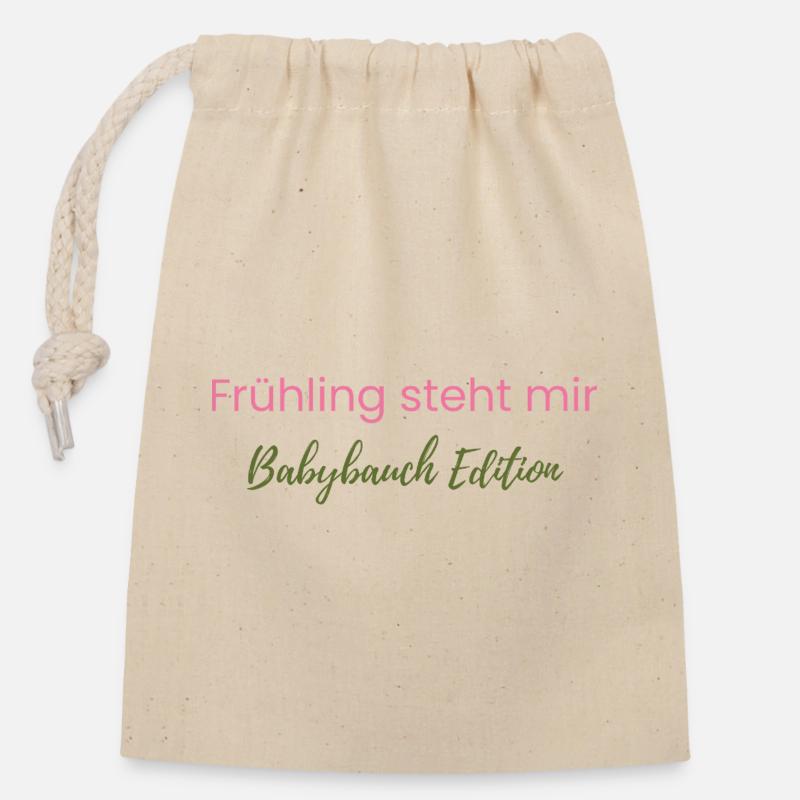 Fruehling_steht_mir_ Babybauch_Edition - Closable cotton gift bag (14x20cm) - nature