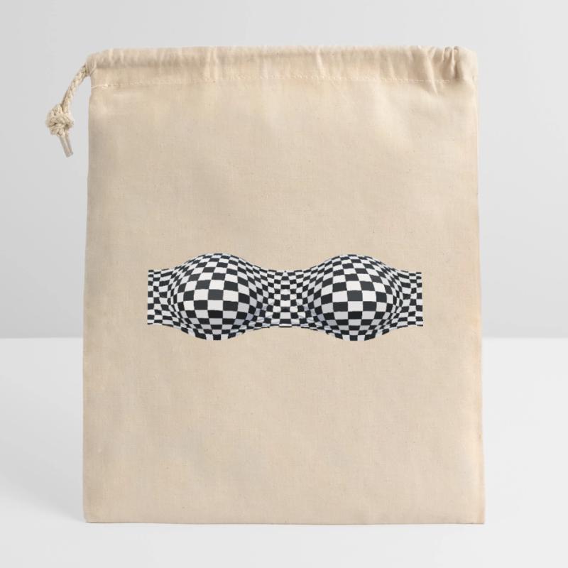 Folded Checkered Patterns Closable cotton gift bag (14x20cm)