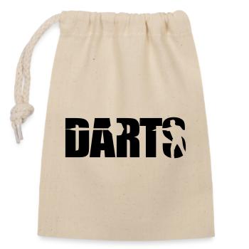 Typographie de fléchettes avec joueur professionnel de fléchettes en silhouette - Sac cadeau en coton avec cordon (14 x 20 cm) - nature - Devant