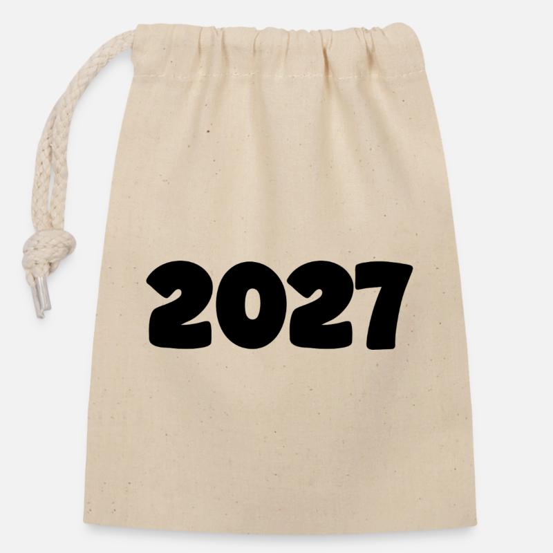 2027 black - Closable cotton gift bag (14x20cm) - nature