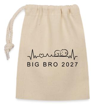 Annonce de grossesse du battement de cœur du bébé Big Bro 2027 - Sac cadeau en coton avec cordon (14 x 20 cm) - nature - Devant
