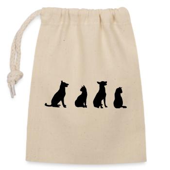 Cats and dogs - Closable cotton gift bag (14x20cm) - nature - Front