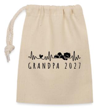 Annonce de bébé Heartbeat 2027 Grand-père Grossesse - Sac cadeau en coton avec cordon (14 x 20 cm) - nature - Devant