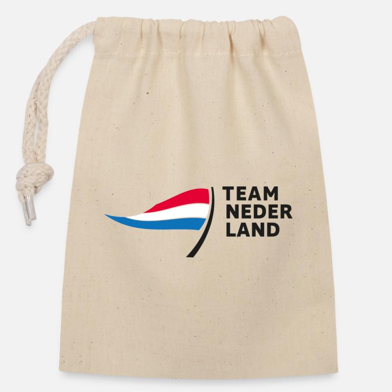 Team Nederland - Verschließbarer Geschenkbeutel aus Baumwolle (14x20cm) - Natur