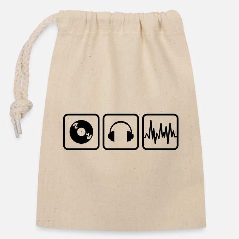 dj - Closable cotton gift bag (14x20cm) - nature