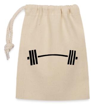 dumbbell barbell bent - Closable cotton gift bag (14x20cm) - nature - Front