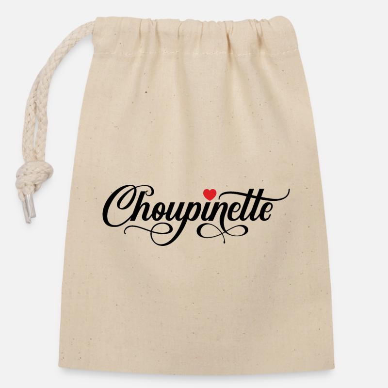 Choupinette - Sac cadeau en coton avec cordon (14 x 20 cm) - nature