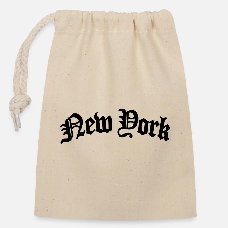 New York - Closable cotton gift bag (14x20cm) - nature