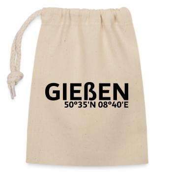 Gießen Koordinaten - Verschließbarer Geschenkbeutel aus Baumwolle (14x20cm) - Natur - Vorne