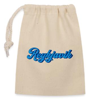 Reykjavik Blue Script Logo - Closable cotton gift bag (14x20cm) - nature - Front