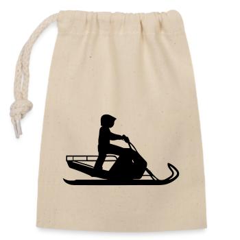 snowmobile - Closable cotton gift bag (14x20cm) - nature - Front
