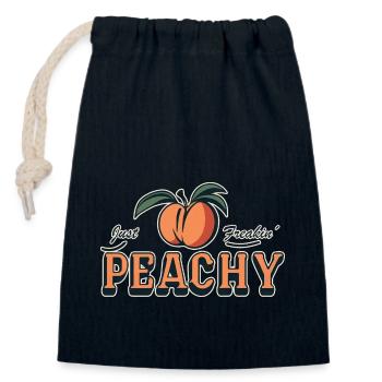 juste pêche - peach fruit dicton - Sac cadeau en coton avec cordon (14 x 20 cm) - bleu marine - Devant
