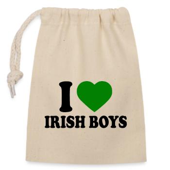 I love irish boys - Closable cotton gift bag (14x20cm) - nature - Front
