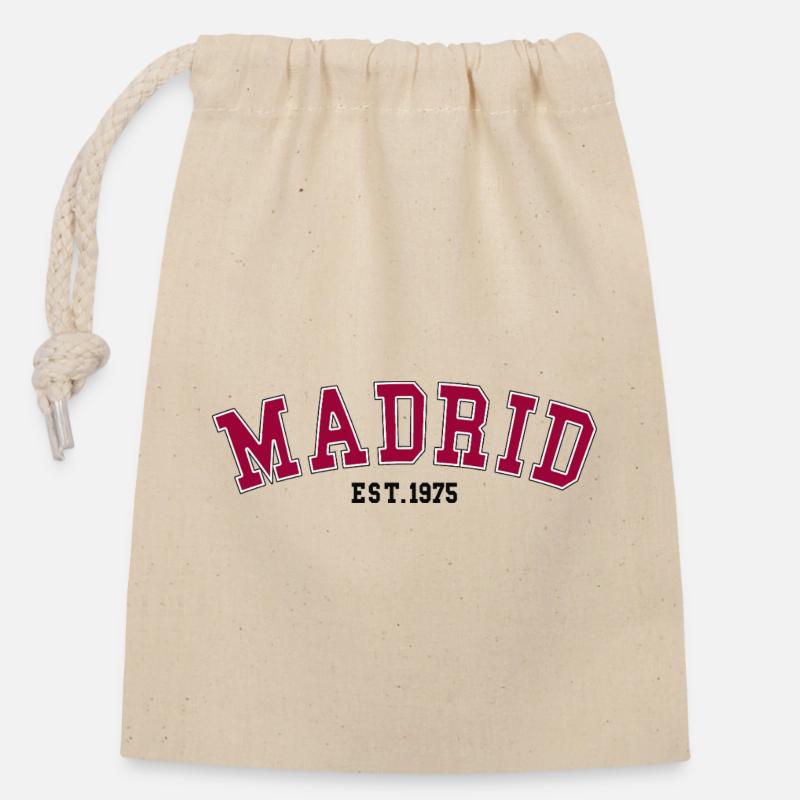 Madrid_Est_1975 - Closable cotton gift bag (14x20cm) - nature