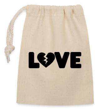Love- Spruch - Verschließbarer Geschenkbeutel aus Baumwolle (14x20cm) - Natur - Vorne