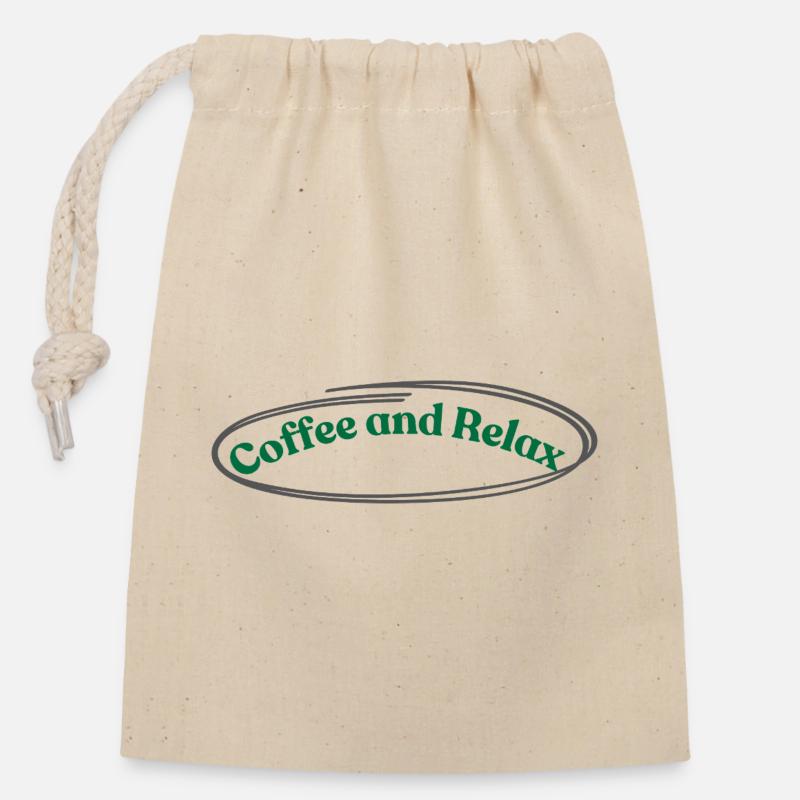 Coffee and relax - Closable cotton gift bag (14x20cm) - nature