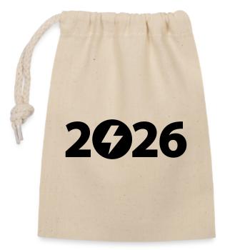 High Voltage 2026, Electrician 2026 - Closable cotton gift bag (14x20cm) - nature - Front