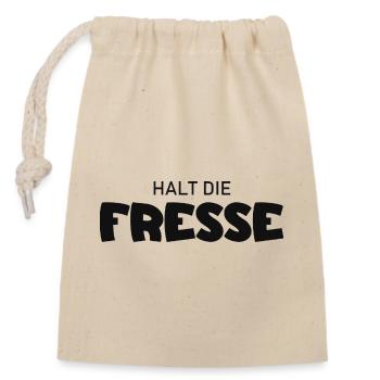 Halt die Fresse - Cooler Spruch - Verschließbarer Geschenkbeutel aus Baumwolle (14x20cm) - Natur - Vorne