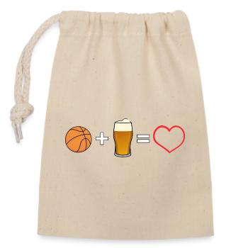 Basketball Bier Liebe Herz - Verschließbarer Geschenkbeutel aus Baumwolle (14x20cm) - Natur - Vorne