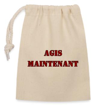 AGIS MAINTENANT - Sac cadeau en coton avec cordon (14 x 20 cm) - nature - Devant