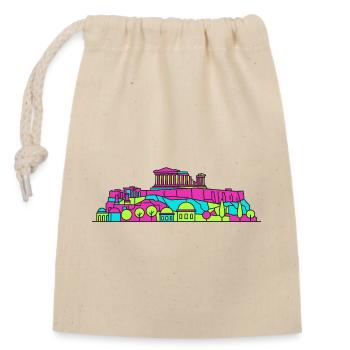 Athener Stadtsilhuete Akropolis Parthenon Kunst - Verschließbarer Geschenkbeutel aus Baumwolle (14x20cm) - Natur - Vorne