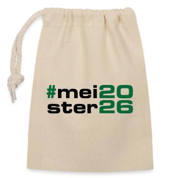 Meister 2026 Meisterschaft - Verschließbarer Geschenkbeutel aus Baumwolle (14x20cm) - Natur - Vorne
