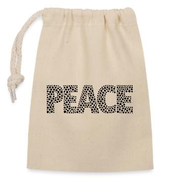 PEACE mit Punkten - Verschließbarer Geschenkbeutel aus Baumwolle (14x20cm) - Natur - Vorne
