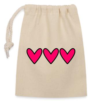 CŒUR. CŒURS. SAINT VALENTIN. LOVE. AMOUR. NOËL - Sac cadeau en coton avec cordon (14 x 20 cm) - nature - Devant