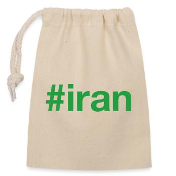 Iran Hashtag - Verschließbarer Geschenkbeutel aus Baumwolle (14x20cm) - Natur - Vorne