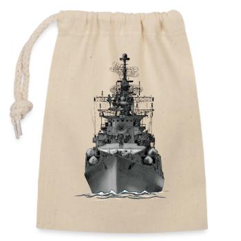 Ship - Closable cotton gift bag (14x20cm) - nature - Front
