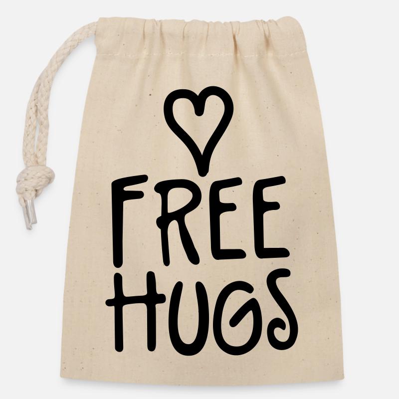 free hugs - Closable cotton gift bag (14x20cm) - nature