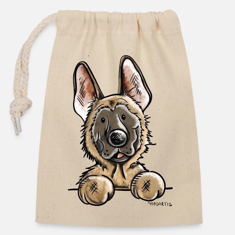 Neugieriger Malinois - Verschließbarer Geschenkbeutel aus Baumwolle (14x20cm) - Natur