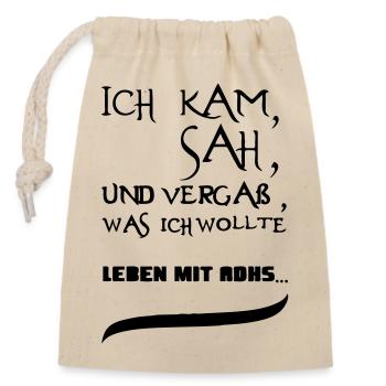 Leben mit ADHS Geschenk - Verschließbarer Geschenkbeutel aus Baumwolle (14x20cm) - Natur - Vorne