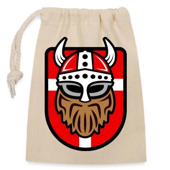 Cool Viking with Danish flag - Closable cotton gift bag (14x20cm) - nature - Front