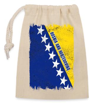 Bosnia and Herzegovina Flag - Closable cotton gift bag (14x20cm) - nature - Front
