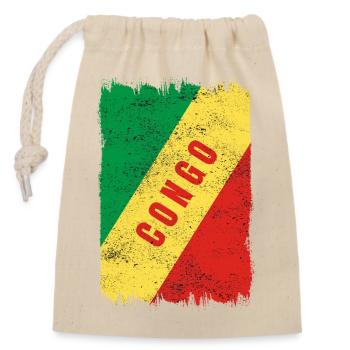 Drapeau du Congo - Sac cadeau en coton avec cordon (14 x 20 cm) - nature - Devant