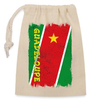 Guadeloupe Vintage Flagge - Verschließbarer Geschenkbeutel aus Baumwolle (14x20cm) - Natur - Vorne