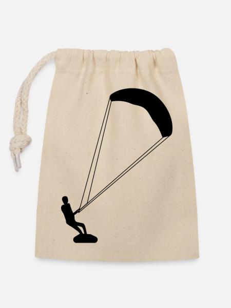 Kitesurf - Kiter - Verschließbarer Geschenkbeutel aus Baumwolle (14x20cm) - Natur