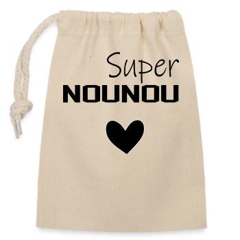 Super Nounou Citation Femme Métier - Sac cadeau en coton avec cordon (14 x 20 cm) - nature - Devant