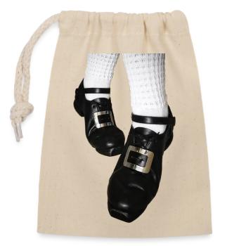 Irish dance shoes, tap shoes, hardshoes - Closable cotton gift bag (14x20cm) - nature - Front