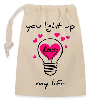 you light up my life - Closable cotton gift bag (14x20cm) - nature - Front