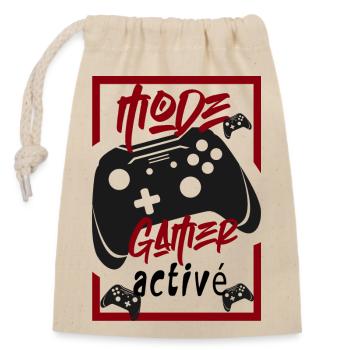 Mode Gamer activé - Jeux video - Sac cadeau en coton avec cordon (14 x 20 cm) - nature - Devant