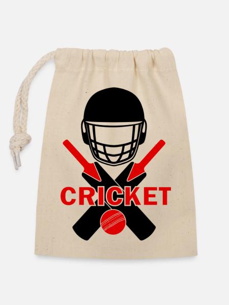 Cricket Logo Helm - Verschließbarer Geschenkbeutel aus Baumwolle (14x20cm) - Natur