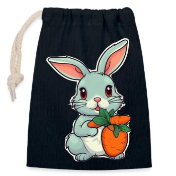 Cute bunny with carrot. Perfect for bunny lovers - Closable cotton gift bag (14x20cm) - navy - Front