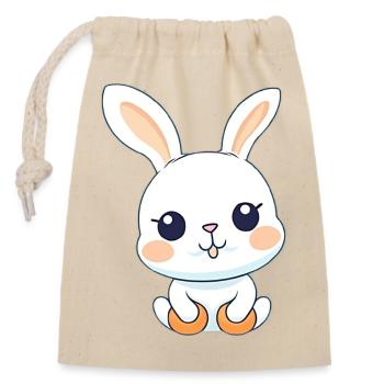 Mignon petit lapin - Sac cadeau en coton avec cordon (14 x 20 cm) - nature - Devant