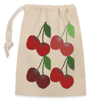 Cherries 4-fold - Closable cotton gift bag (14x20cm) - nature - Front