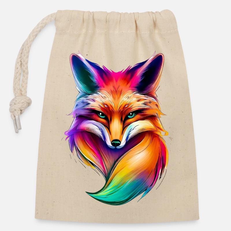 Renard - Sac cadeau en coton avec cordon (14 x 20 cm) - nature