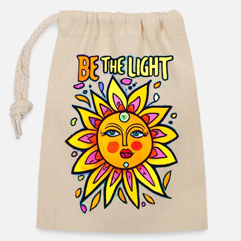 Be the Light - Verschließbarer Geschenkbeutel aus Baumwolle (14x20cm) - Natur