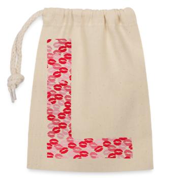 t-shirt bisous - Lettre L - Sac cadeau en coton avec cordon (14 x 20 cm) - nature - Devant