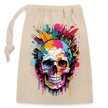 Crâne Coloré - Tête de Pirate - Crâne - Sac cadeau en coton avec cordon (14 x 20 cm) - nature - Devant